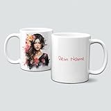 online-hut - Tasse - Kaffeebecher - Floral - Aquarellblüten - Flower - Illustration - Asian - Portrait - Watercolor - Personalisiert - Namenstasse - Motivtasse - Geschenkidee - LT-1290