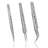 3 Industrielle Pinzette, Pinzette Spitz Set, Antistatische Edelstahl Pinzetten Gebogene und Gerade, Professionelles Präzisionspinzette, Tweezers Electronics für Schmuck Uhren Labor etc