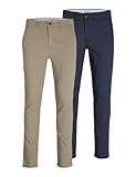 JACK & JONES Herren Jpstmarco Jjdave 2pk Mp Noos Trousers, Beige, 34W / 32L EU