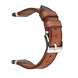 Berfine 22mm Retro Handgemacht Rindsleder Uhrenarmband, Quick Release Leder Uhrenband,Ersatzarmband für Damen Herren,Braun