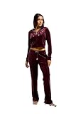 Juicy Couture Damen Madison Hoodie Kapuzensweatjacke, Sweatjacke mit Kapuze und Reißverschluss aus Velour Kapuzenpullover, Winetasting, S