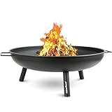 deluxe4home® Feuerschale Schwarz ⌀58 cm I Sichere Feuerstelle für Garten, Terrasse I Metallschale für Lagerfeuer I Feuerkorb Robust