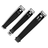 BESTYASH 1 Set 3 Teiliges Nagelknipser Set Nagelschneider Nagelfeile Zehennagelknipser Pediküre Knipser Edelstahl Schwarz