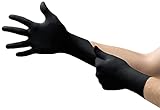 Ansell Microflex 93-732 Einmalhandschuhe Latexfreie, Schwarze Nitrilhandschuhe Puderfrei, Lebensmittel Handschuhe, Tattoo Handschuhe, Werkstatt Handschuhe Schwarz XL (100 Stück)