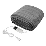 Heizdecke mit Abschaltautomatik, Wärmedecke Electric Blanket 2h/4h/6h/8h, Waschbar, Matratzenheizung für Alle Gängigen Matratzen Geeignet, Grau