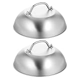 Grillplatte aus Edelstahl, 22,9 cm, zum Schmelzen von Käse, handelsübliche Qualität, Grill- und Dampfabdeckung, ideal für den Einsatz in flachen Grills, 0,6 mm dick, 2 Kuppeln