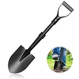 Schaufel, Gartenschaufel zum Graben, 71cm, Gartenschaufel, strapazierfähig, mit D-Griff, Spaten Schaufel für Camping, Einfassung, Strandsand, Metall-Gartenschaufel mit Fiberglas-Schaft, Schwarz