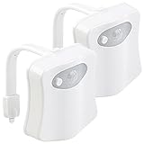 Lunartec WC Nachtlicht: 2er Pack LED-Toilettenlicht mit Licht- und Bewegungssensor (LED WC Licht, Beleuchtung, Batterieleuchte mit Bewegungsmelder)