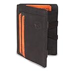 Alcube Geldbörse Magic Wallet I Das Original Nappaleder mit Geschenkbox I RFID Geldbeutel Slim Wallet für Herren & Damen für 8 Karten und Münzfach (Schwarz)