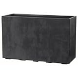 Kreher® XXL Sichtschutz Pflanzkasten hoch 93L - 98x38,5x62 cm - doppelwandig & rollbar, mit Entwässerungsstopfen - wetterfest - Naturstein Optik - in Anthrazit