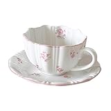 Fenteer Teetasse und Untertasse aus, stilvolles, einzigartiges Teetassen-Set aus Porzellan, Kaffeebecher als Geburtstagsgeschenk, Café, Büro,