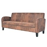 Juroupi 3-Sitzer Sofa Kunstleder Wildleder-Optik Braun Couch Lounge Couch Sofa Klein für Wohnzimmer Schlafzimmer