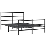 QJBSAVVA Guest Bed Bettrahmen Bettgestell Himmelbett Gestell - Bettgestell mit Kopf- und Fußteil Metall Schwarz 140x200 cm für Gästezimmer Loft Schlafzimmer Außenbereich