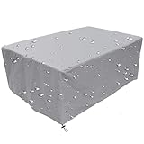 Abdeckung für Gartenmöbel,Alle Größen,Abdeckhaube für Gartenmöbel und für rechteckige Sitzgarnituren,Regenschutz und Staubfest, Anti-UV, Schwerlast 300D -Oxford Gewebe,240x100x74cm-Silber grau