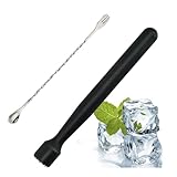 XPEX 26 CM Cocktail Stößel Aus Edelstahl Mit 1 Stößel Rührlöffel,Zitronen Stampfer Eisstößel Muddler Zum Maischen Von Eiswürfeln Und Früchten,Barkeeper Bar Tool Essentials