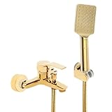 Badewannenarmatur Wannenarmatur mit Handbrause, Wandmontage Armatur Badewanne Set mit Brause, 2 Funktionen, Kupfer Duscharmatur für Badezimmer Bad, Gold