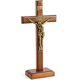 Leinuosen 25,4 cm Holzkreuz Kruzifix Wand und Tisch katholische Holzkreuze Stehendes Kreuz Dekor Jesus Christus Dekoration für Zuhause Taufe Kommunion Kirche