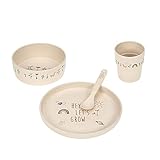 LÄSSIG Kindergeschirr Set (Teller, Becher, Schälchen, Löffel) ohne Melamin, BPA-frei, für Spülmaschine und Mikrowelle/Dish Set Garden Explorer, Mehrfarbig