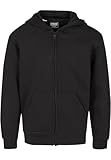 Urban Classics Jungen Basic Essential Zip Hoody – Kapuzenjacke im Regular Fit mit Reißverschluss & Kängurutasche – Bequemer Hoodie für Schule, Freizeit & Sport, Schwarz, 146-152