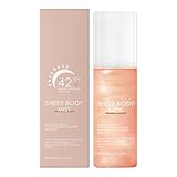 Sheer Body Sunscreen Spray Spf 42 – Leichter Sonnenspray Mit Schimmerndem Körperöl, Hydratisierend, Schnell Einziehend Für Gesicht & Körper, Nicht Fettend, Verleiht Einen Strahlenden Glow (60ml)