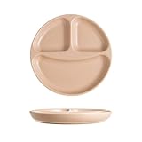 YSUEFIJO Keramik Teller Mit Fächern Für Frühstück, Unterteilter Frühstücksteller Mit 3/4 Fächern, Teller Für Brot Käse Obst, Strukturierte Frühstücksaufteilung Am Tisch