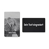 SOMEDA® Personalisierte Metallkarte für Geldbeutel/Foto und handschriftlicher Text eingraviert/Geschenk und Erinnerung/Made in Germany (Bild | Text)