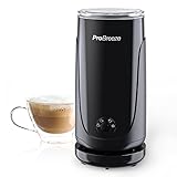 Pro Breeze Milchaufschäumer elektrisch - Elektrischer Milchaufschäumer für kalten und warmen Milchschaum - Milchschäumer elektrisch für Kaffee, Cappuccino, Kakao - Antihaftbeschichtung - Schwarz