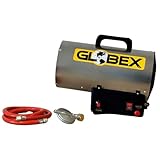 GLOBEX Gas-Heißluftgenerator, GX 10 GA 10 kW, Edelstahl, hitzebeständig, komplett mit Schlauch und Regler, kompakte Größe und geringes Gewicht, Gas GPL-Butan und Propan