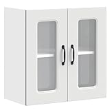 vidaXL Küchen-Hängeschrank mit Glastür Kalmar Weiß Holzwerkstoff, Wandschrank Küche, Wandschrank, Oberschrank, Küchenschrank, Hängeschrank
