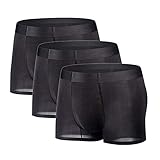 YUSHOW Unterhosen Männer 3er Pack Eisseide Unterwäsche Herren Sexy Weiche und Bequeme Boxershorts Schwarz Nahtlos Atmungsaktiv