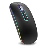 cimetech Bluetooth Maus kabellos (Bluetooth 5.1 + USB 2,4 GHz) LED Dual Mode- Wiederaufladbare Optische Office Funkmaus für Laptop MacBook Air Pro,iPad,Computer,Desktop, Mouse mit USB C Adapter