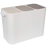 ONVAYA® Mülltrennsystem Ben | Mülltrennung mit mehreren Fächern | Mülleimer in creme-weiß | Abfalleimer für Küche & Bad (27 Liter, Creme-Beige-Braun)