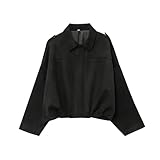 Suede Jacket Damen Leder Kurze Blouson Lederjacke Bomberjacke Motorrad Cord Mode Jacke Bikerjacke Pilotenmantel Warme Streetwear Winterjacke übergangsjacke (Black-D, S)