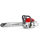GREENCUT GS620X - Benzin-Kettensäge mit 2-Takt-Motor 62cc 3,8 PS mit 20'' Blatt, Easy-Start, Anti-Vibrationssystem, TRU-SHARP Technologie