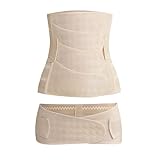 3 in 1 Bauch Gürtel Frau, 4-Patch Bauchbinde Nach Geburt mit Beckengürtel Schwangerschaft Rückbildungsgürtel L XL, Bauchgurt Postpartale Bauchband Unterstützung, Postpartum Gürtel Damen (L, Beige)