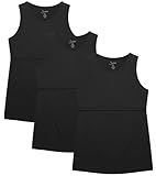 Sosolism 3er-Pack Still-Tanktops Ärmellos Workout Abpumpen Shirts Rundhalsausschnitt Doppellagige Sommer Still Top Damen Schwarz, Schwarz, Schwarz, X-Groß