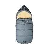 SHEEP Thermo Fußsack mit Lammfelleinlage, 100x45cm, Universal Kinderwagen, Wasserabweisend, Reflektorstreifen (anthracite)