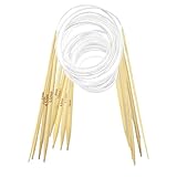 YNDJK 9 GrößEn Rundstricknadel Stricknadeln Bambus Set Knitting Needles HäKelnadeln Rundstricknadeln Set Doppelspitzige Stricknadeln Natur Bambus Rundstricknadeln FüR AnfäNger Und Profis