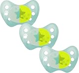 dentistar Night Latex Schnuller 3er-Set – Größe 3, ab 14 Monate – Zahn- & kieferfreundlicher Leuchtschnuller für die Nacht – Türkis mit Stern-Motiv, leuchtet im Dunkeln – Made in Germany