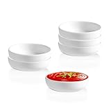 Btrquedo Dip-Schalen aus Keramik, 8,9 cm, Sojasaucenschale, Porzellan, Beilagenschüssel für Küche, Restaurant und Familie, mikrowellen- und spülmaschinenfest, 6 Stück, Weiß