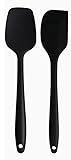 2 Stück Silikonspatel Set, 230°C Hitzebeständiger Silikon Löffel und Spatel für Küche, Flexibel Antihaft Teigschaber, Kochlöffel aus Silikon für Rühren, Schaben und Mischen