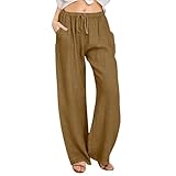 Generisch Sommerhose Damen Leicht Lockere Hosen Outdoorhose Leinenhose Damen Halara Hosen 7/8 Hose Sommer Lang Sommerhosen Große Größen Pants Pilates Damenhose Elegant,3XL
