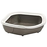 Katzentoilette Schalentoilette Eck-Toilette Weiss-braun 59,5 x 51,5 x 15,5 cm