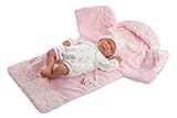Llorens 1074040 Puppe Heidi, mit blauen Augen und weichem Körper, Babypuppe mit Schlafaugen, inkl. rosa Outfit, Schnuller, Schnullerkette und weicher Kapuzendecke, 42 cm