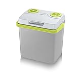 SEVERIN Elektrische Kühlbox (25 L) mit Kühl- und Warmhaltefunktion, 3 Anschlüsse fürs Auto (USB, Netzteil & Zigarettenanzünder), grau/grün, TKB 2925