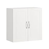 SoBuy® FRG231-W Hängeschrank mit Zwei Türen Wandschrank Badschrank Küchenschrank Medizinschrank Badmöbel Weiß BHT ca: 60x60x30cm