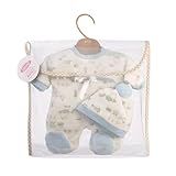 Llorens 1063207 Puppenkleidung für 32cm Puppen, blaues Pyjama Set mit niedlichen Häschen, Puppenschlafanzug mit Schlafmütze, Puppenzubehör