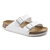 BIRKENSTOCK Arizona Birko-Flor, Unisex-Erwachsene Pantoletten - Schmal - Weiß - Gr 38