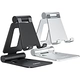 NULAXY 2 Stück Dual Faltbarer Handy Ständer: Verstellbar Handy Halterung Halter für Schreibtisch, Kompatibel mit iPhone 16 15 14 13 12 11 Pro Max Xs Xr X, Huawei, Galaxy, alle Handys, Schwarz & Silber