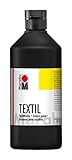 Marabu 17160075073 - Textil Stoffmalfarbe für helle Stoffe, Schwarz 500 ml, Druckfarbe auf Wasserbasis, waschbeständig bis 60°C, Fixierung durch Bügeln o. Backofen